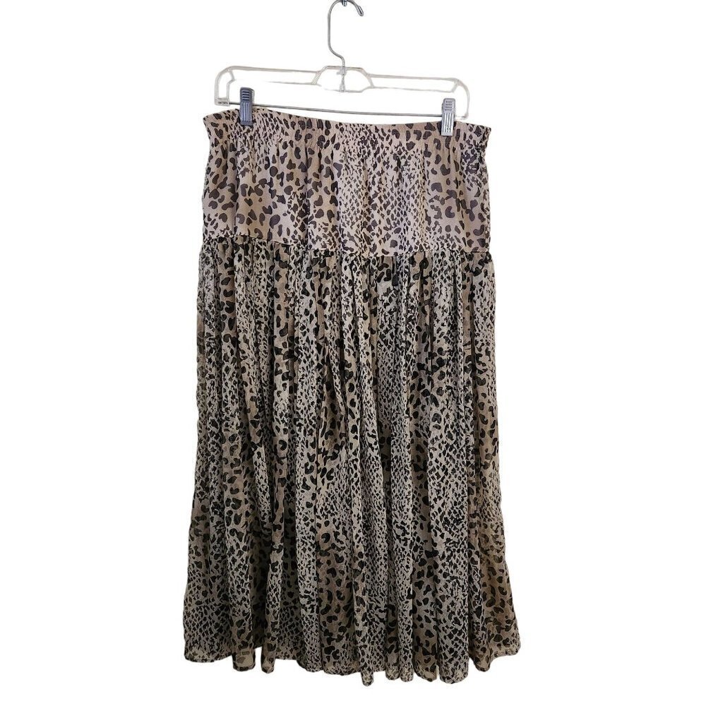 SK & Company Vintage Chiffon Leopard Maxi Skirt Size 8
